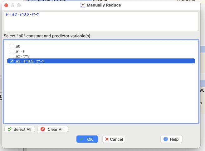 Manual reduction of the acceleration model