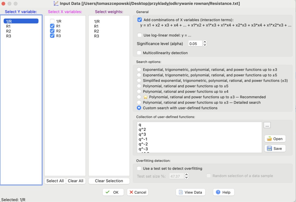 Settings for discovering the equivalent resistance equation