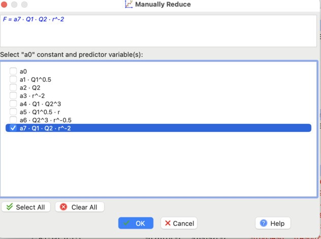 Reduction of the Coulomb's law model