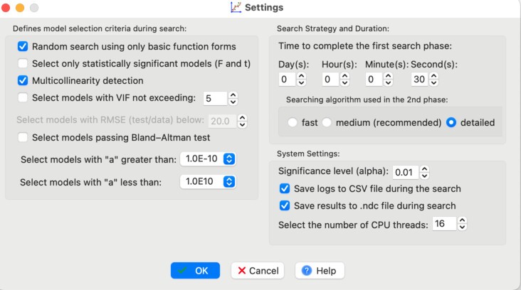 Advanced search settings for model improvement