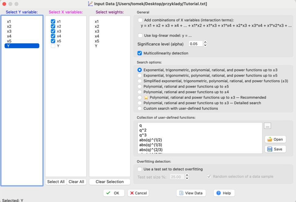 Default settings in ndCurveMaster