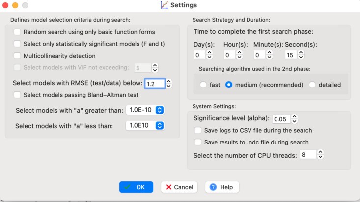 Overfitting control settings